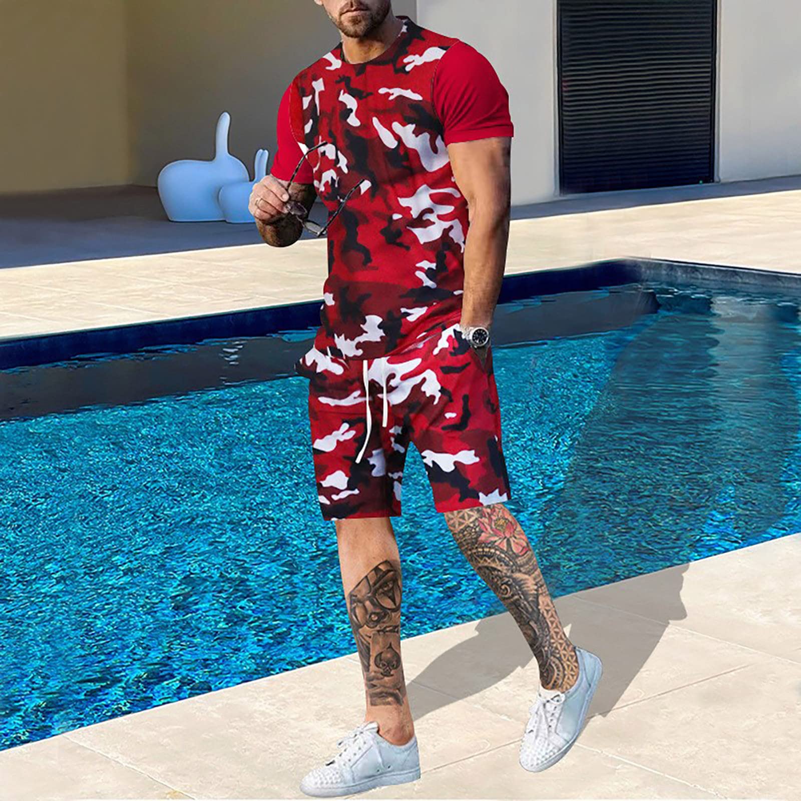Outdoor Hunting Outfit - Summer Men Camouflage T shirt Set