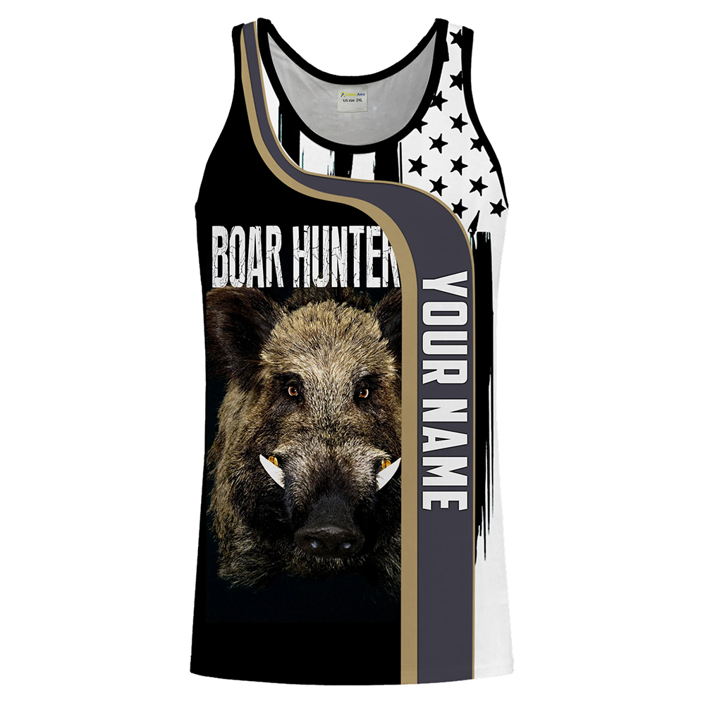Outdoor Hunting Dog Names - Custom Name Boar Hunter Tank Top