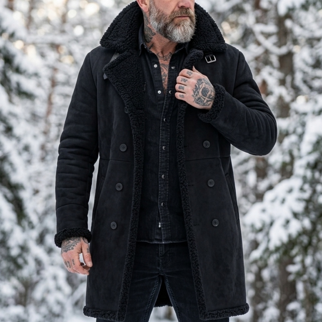 Men'S Outdoor Hunting Jacket - Men's Faux Suede Fur Lined Winter