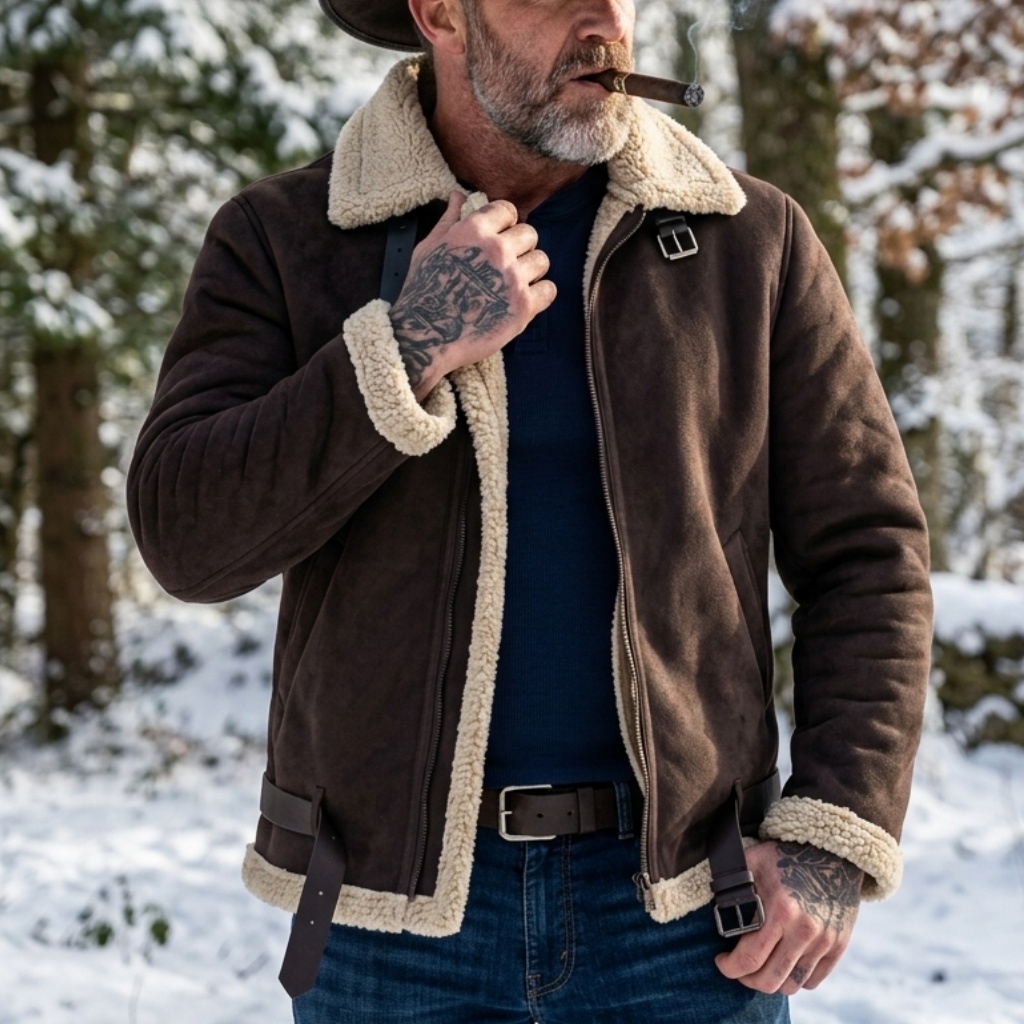 Men Winter Faux Suede Jacket F - огляд і ціна Men'S Outdoor Hunting Jacket
